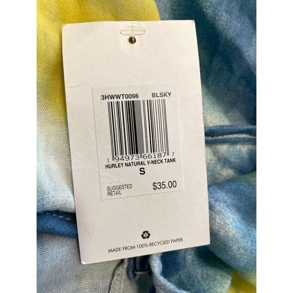 Hurley Womens V-Neck Tank Top Size Small Tie Dye Blue Sky Cami NWT - Picture 11 of 12